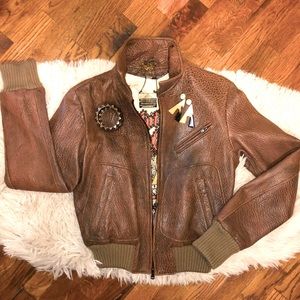 Comstock & Co Leather Aviation style Jacket/ 6 /